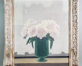 94 Vintage signed Inna Garsoian oil on canvas floral