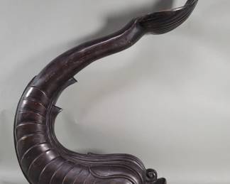 496 Vintage cast brass classical dolphin sculpture