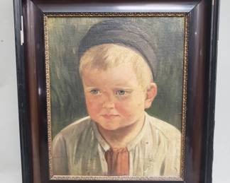 208 Antique signed Brandi oil on board portrait