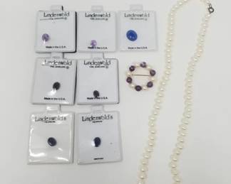328 Semiprecious stones, pearl necklace, pearl and