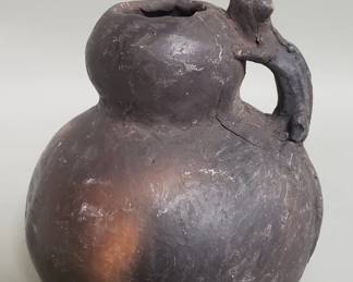 447 Primitive pottery gourd