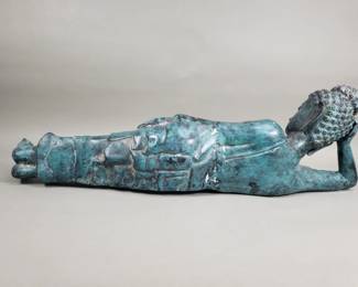 244 Vintage brass reclining Buddha