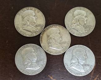 10 5 Franklin silver half dollar coins 1951S,