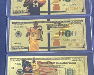 481h Lot of 3 Kobe Bryant custommade bills