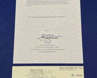 369h Marx Brothers, Zeppo Marx signed check