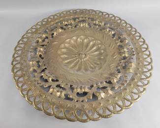 104 Vintage brass embossed pierced filigree wall