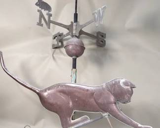 174 Vintage 2pc. cat and mouse copper weathervane