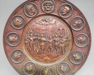 593 Vintage bronze embossed wall plaque