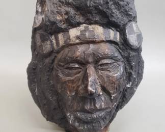 204 Signed Bille Deaux carved stone bust