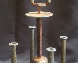 81 Vintage metal multi candle holder art sculpture