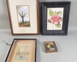 355 Group of watercolor, oil, and mixed media