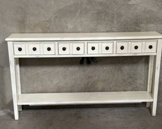 127 Powell wood console table with four drawers