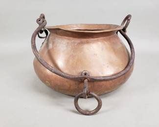 561 Vintage copper and iron pot