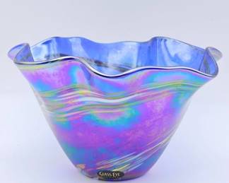 496h Glass Eye Studio iridescent blue handblown