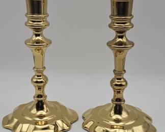374h Pair of vintage Baldwin Historic Deerfield brass