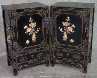 154 Pair of Asian hand painted cabinets with