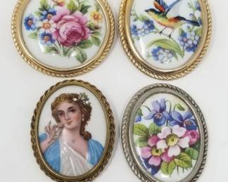 641 Limoges porcelain brooches
