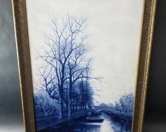 567 Vintage blue and white Ceramic tile
