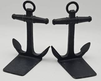 360h Pair of blackened brass anchor bookends