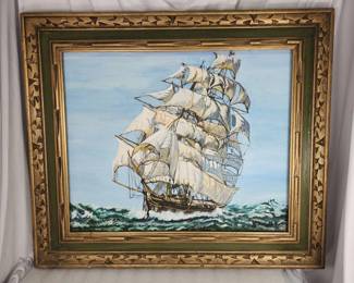 320h Vintage oil on canvas hand painted signed art