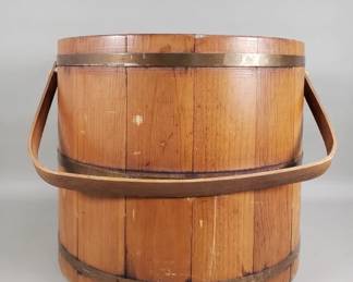 590 Vintage wood metal bucket