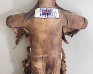 211 Antique Native American beaded hide doll