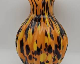 500h Vintage handblown orange, yellow and black