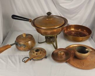 305h 7 vintage copper items sombrero ring holder