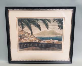 353 Vintage signed Bela Sziklay NapoiVesuvis hand