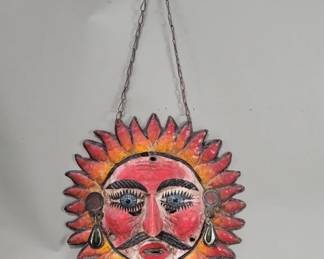 401 Vintage hand painted sun face wall decoration