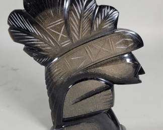 512 Hand carved obsidian Mesoamerican style warrior