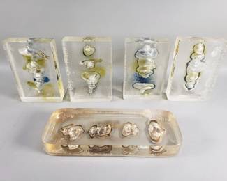 367 Group of MCM lucite floating bubble bookends and