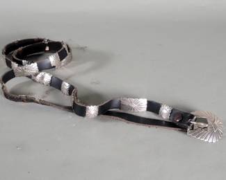 523 Silver leather and copper belt