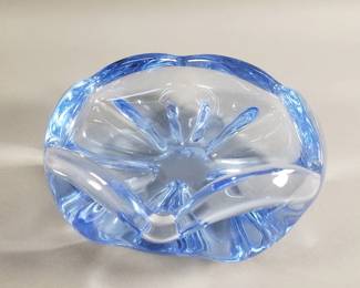383 Midcentury Orrefors blue crystal bowl