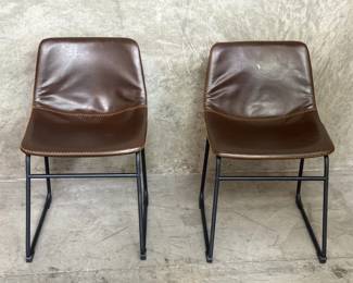 116 Pair of Round hill furniture inc leather metal
