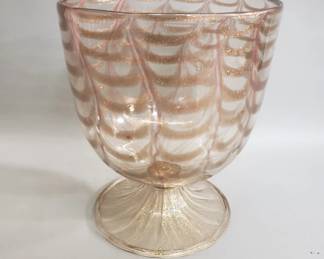 312 Vintage footed hand blown art glass centerpiece