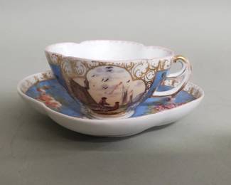 378 Antique Dresden porcelain teacup and saucers