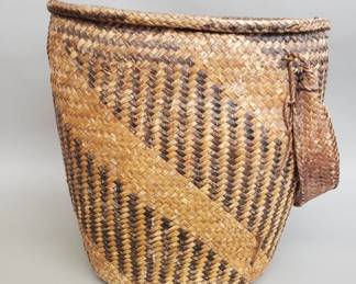 205 Vintage hand woven carrying basket