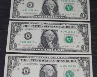 407h 3 U.S. 1988 sequential $1 uncirculated star notes