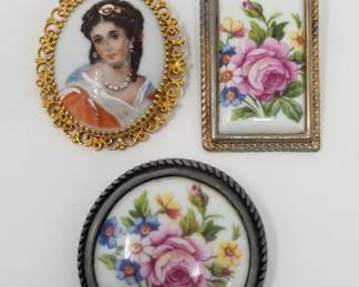 642 Limoges porcelain brooches