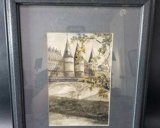 571 Vintage signed watercolor painting