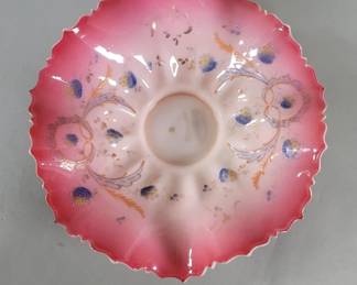 426 Antique Victorian ruffled pink cased glass