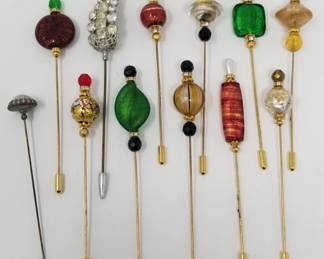 639 Group of hat pins, including vintage, venetian