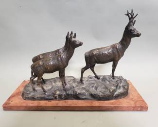 595 Signed C. Sadek bronze sculpture on marble base