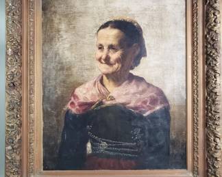 95 Signed oil on canvas portrait painting