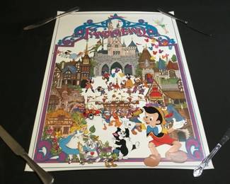 339h Vintage Disneyland Fantasyland lithograph poster
