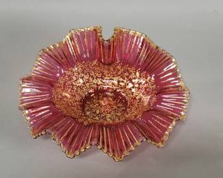427 Bohemian ruby red ruffled bowl