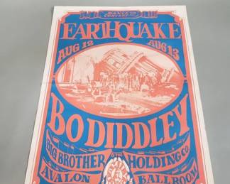 132 Vintage Earthquake concert poster featuring Bo
