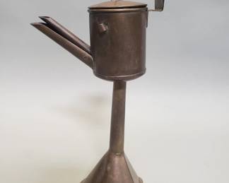 343 Antique brass whale oil lamp