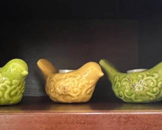 Ceramic Bird Votive Candle Holder Set